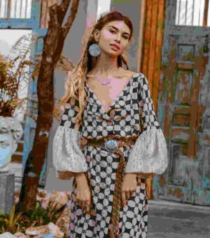 Checked Western Gown