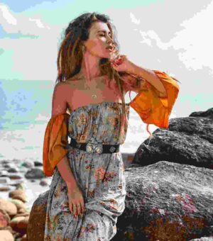 Belted Strapless Maxi